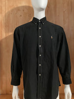 RALPH LAUREN YARMOUTH SMALL PONY Adult T-Shirt Tee Shirt L Lrg Large Black Long Sleeve Button Down Shirt