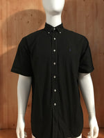 RALPH LAUREN BLAKE COLLECTION Adult T-Shirt Tee Shirt L Lrg Large Black Striped Short Sleeve Button Down Shirt