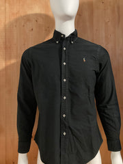 RALPH LAUREN CUSTOM FIT Adult T-Shirt Tee Shirt M MD Medium Black Long Sleeve Button Down Shirt