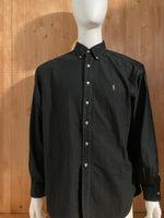 RALPH LAUREN YARMOUTH SMALL PONY Adult T-Shirt Tee Shirt L Lrg Large Black Long Sleeve Button Down Shirt