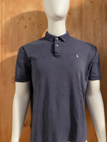 POLO RALPH LAUREN VINTAGE VTG 80s SMALL PONY Adult T-Shirt Tee Shirt L Lrg Large Denim Blue Polo