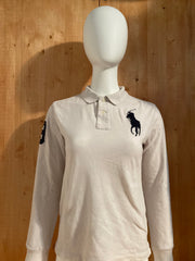 POLO RALPH LAUREN VINTAGE VTG 80s BIG PONY Youth Unisex T-Shirt Tee Shirt L Lrg Large White Long Sleeve Polo