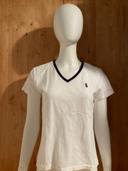 RALPH LAUREN SPORT SMALL PONY Adult T-Shirt Tee Shirt M MD White V Neck Shirt