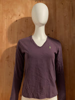RALPH LAUREN SPORT SMALL PONY Adult T-Shirt Tee Shirt S SM Small Purple V Neck Long Sleeve Shirt