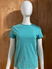 POLO RALPH LAUREN BLUE LABEL EMBROIDERED LOGO SMALL PONY Girls T-Shirt Tee Shirt L Lrg Large Teal Shirt