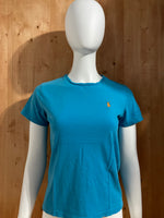 RALPH LAUREN SPORT EMBROIDERED LOGO SMALL PONY Girls T-Shirt Tee Shirt M MD Medium Blue Shirt