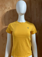 POLO RALPH LAUREN VINTAGE VTG 80s EMBROIDERED LOGO SMALL PONY Girls T-Shirt Tee Shirt S SM Small Yellow Shirt