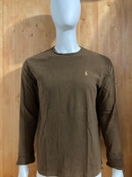 POLO RALPH LAUREN SMALL PONY Adult T-Shirt Tee Shirt M MD Medium Brown Long Sleeve Shirt