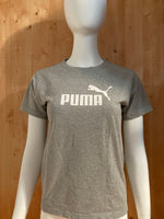 PUMA Graphic Print Kids Youth Unisex L Large Lrg Gray T-Shirt Tee Shirt