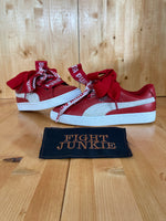 PUMA BASKET HEART DE Womens Size 8 Low Top Leather Shoes Sneakers Red