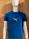 PUMA Graphic Print Sport Lifestyle Adult S Small SM Blue T-Shirt Tee Shirt