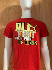 PUMA "ALL THAT & A PAIR OF KICKS" Graphic Print Boy's Kids XL Extra Xtra Large Red T-Shirt Tee Shirt