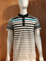 PUMA "USP DRY" SPORT LIFESTYLE Adult T-Shirt Tee Shirt L Lrg Large Striped Polo