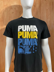 PUMA Graphic Print Adult T-Shirt Tee Shirt L Large Lrg Black Shirt