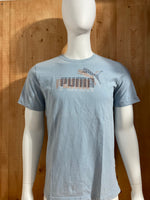 PUMA Graphic Print Adult T-Shirt Tee Shirt M Medium MD Light Blue Shirt