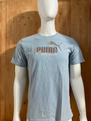 PUMA Graphic Print Adult T-Shirt Tee Shirt M Medium MD Light Blue Shirt