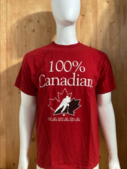 PUMA "100% CANADIAN" CANADA Graphic Print Adult T-Shirt Tee Shirt L Lrg Large Red Shirt
