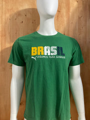 PUMA "BRASIL" JOGAMOS PARA GANHAR #10 Graphic Print Adult T-Shirt Tee Shirt L Lrg Large Green Shirt