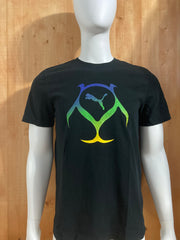 PUMA Graphic Print Adult T-Shirt Tee Shirt M MD Medium Black Shirt