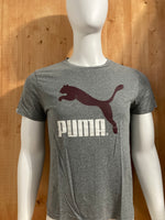 PUMA Graphic Print Adult T-Shirt Tee Shirt M MD Medium Gray Shirt