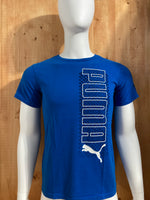 PUMA Graphic Print Adult T-Shirt Tee Shirt S Small SM Blue Shirt