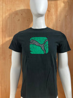 PUMA Graphic Print Adult T-Shirt Tee Shirt S SM Small Black Shirt