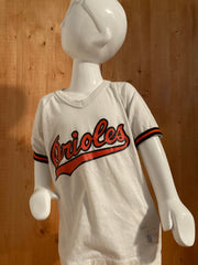 RAWLINGS "BALTIMORE ORIOLES" VINTAGE VTG MLB Graphic Print Kids Unisex T-Shirt Tee Shirt M MD Medium White Shirt