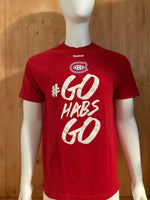 REEBOK "GO HABS GO" MONTREAL CANADIENS NHL HOCKEY Graphic Print Adult L Large Lrg Red T-Shirt Tee Shirt
