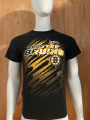 REEBOK "BOSTON BRUINS" NHL HOCKEY Graphic Print Adult S Small SM Black T-Shirt Tee Shirt