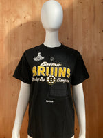 REEBOK "BOSTON BRUINS" 2011 STANLEY CUP CHAMPIONS NHL HOCKEY Graphic Print Kids Youth Unisex XL Xtra Extra Large Lrg Black T-Shirt Tee Shirt