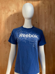 REEBOK Graphic Print Unisex Kids L Large Lrg Blue T-Shirt Tee Shirt