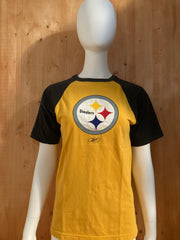 REEBOK "PITTSBURGH STEELERS" NFL FOOTBALL Graphic Print Unisex Kids L Large Lrg Yellow T-Shirt Tee Shirt