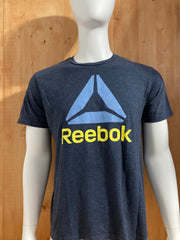 REEBOK Graphic Print Adult T-Shirt Tee Shirt L Lrg Large Heather Blue Shirt