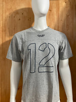 REEBOK "FOOTBALL" #12 Graphic Print Adult T-Shirt Tee Shirt L Lrg Large Gray Shirt