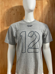 REEBOK "FOOTBALL" #12 Graphic Print Adult T-Shirt Tee Shirt L Lrg Large Gray Shirt