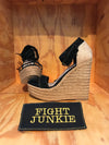 Soda Open Toe Ankle Strap Wedge Heels