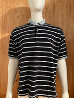 TOMMY HILFIGER VTG Vintage T-Shirt Tee Shirt 2XL XXL Blue White Striped Stripe 2001 Polo Shirt