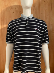 TOMMY HILFIGER VTG Vintage T-Shirt Tee Shirt 2XL XXL Blue White Striped Stripe 2001 Polo Shirt