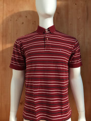 TOMMY HILFIGER Adult T-Shirt Tee Shirt L Large Lrg Striped Strip Maroon 2007 Polo Shirt