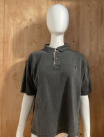 TOMMY HILFIGER VINTAGE VTG 90s CREST LOGO Adult T-Shirt Tee Shirt L Large Lrg Dark Gray Polo Shirt