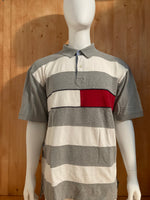 TOMMY HILFIGER Adult T-Shirt Tee Shirt XXL 2XL Gray Striped 2005 Polo