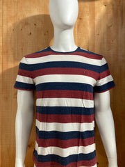 TOMMY HILFIGER EMBROIDERED LOGO Adult T-Shirt Tee Shirt M MD Medium Striped Shirt 2014