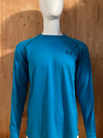 UNDER ARMOUR COLD GEAR FITTED Adult L Large Lrg Blue Long Sleeve T-Shirt Tee Shirt