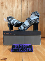 NEW! VIONIC BLAIRE SNAKESKIN Women's Size 9.5 Ankle Strap Block Heel VS328