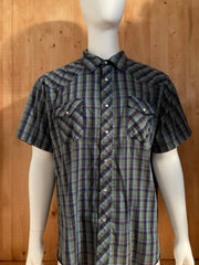 WRANGLER WESTERN Adult T-Shirt Tee Shirt XXL 2XL Check Short Sleeve Shirt