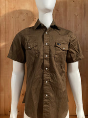 WRANGLER Adult T-Shirt Tee Shirt M Medium MD Brown Short Sleeve Button Down Shirt